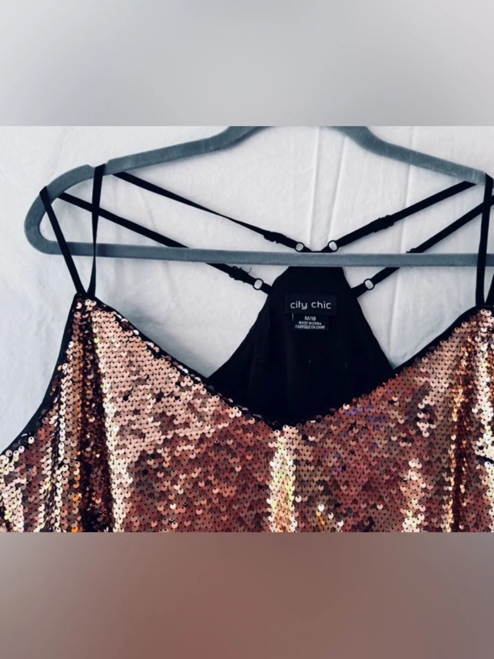 CITY CHIC Rose Gold Sequin Fancy Cami -Plus Size 18 - Picture 3 of 6